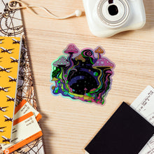 Load image into Gallery viewer, Hippie Mushrooms 70s Cartoon Retro Holographic Sticker