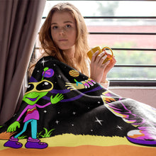 Load image into Gallery viewer, Astronaut Alien Psychedelic Space Trip Fleece Blanket