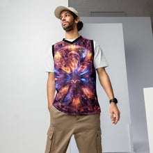 Load image into Gallery viewer, Purple Cosmic Eye Glass Work Recycled Unisex Basketball Jersey