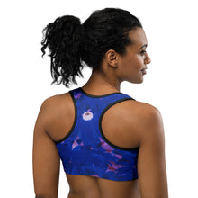 Load image into Gallery viewer, Daisy Blue X-ray Fragments Sports Bra