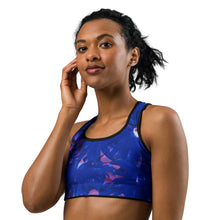 Load image into Gallery viewer, Daisy Blue X-ray Fragments Sports Bra