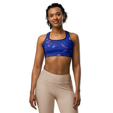Load image into Gallery viewer, Daisy Blue X-ray Fragments Sports Bra