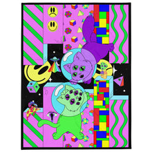 Load image into Gallery viewer, Psychedelic Floating Cats Throw Blanket 60" x 80"