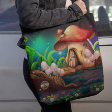 Load image into Gallery viewer, Magic Mushroom Gnome World Tote Bag