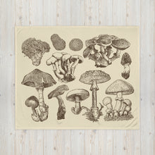 Load image into Gallery viewer, Vintage Wild Mushrooms Throw Blanket 50" x 60"