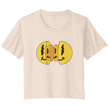 Load image into Gallery viewer, Acid Smile Faces Bella Ladies Flowy Crop T-Shirt
