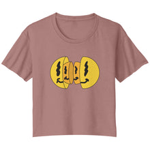Load image into Gallery viewer, Acid Smile Faces Bella Ladies Flowy Crop T-Shirt