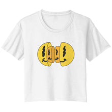 Load image into Gallery viewer, Acid Smile Faces Bella Ladies Flowy Crop T-Shirt