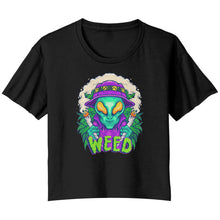Load image into Gallery viewer, Extraterrestrial Greenery Enthusiast Bella Ladies Flowy Crop T-Shirt