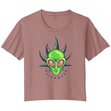 Load image into Gallery viewer, Alien Weed Bella Ladies Flowy Crop T-Shirt