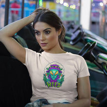 Load image into Gallery viewer, Extraterrestrial Greenery Enthusiast Bella Ladies Flowy Crop T-Shirt