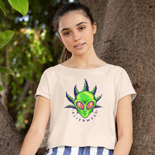 Load image into Gallery viewer, Alien Weed Bella Ladies Flowy Crop T-Shirt