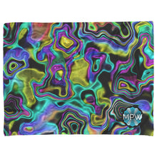 Load image into Gallery viewer, Abstract Holographic Texture Multicolor Gradient With MPW Logo Fleece Blanket
