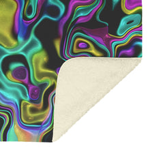 Load image into Gallery viewer, Abstract Holographic Texture Multicolor Gradient With MPW Logo Fleece Blanket
