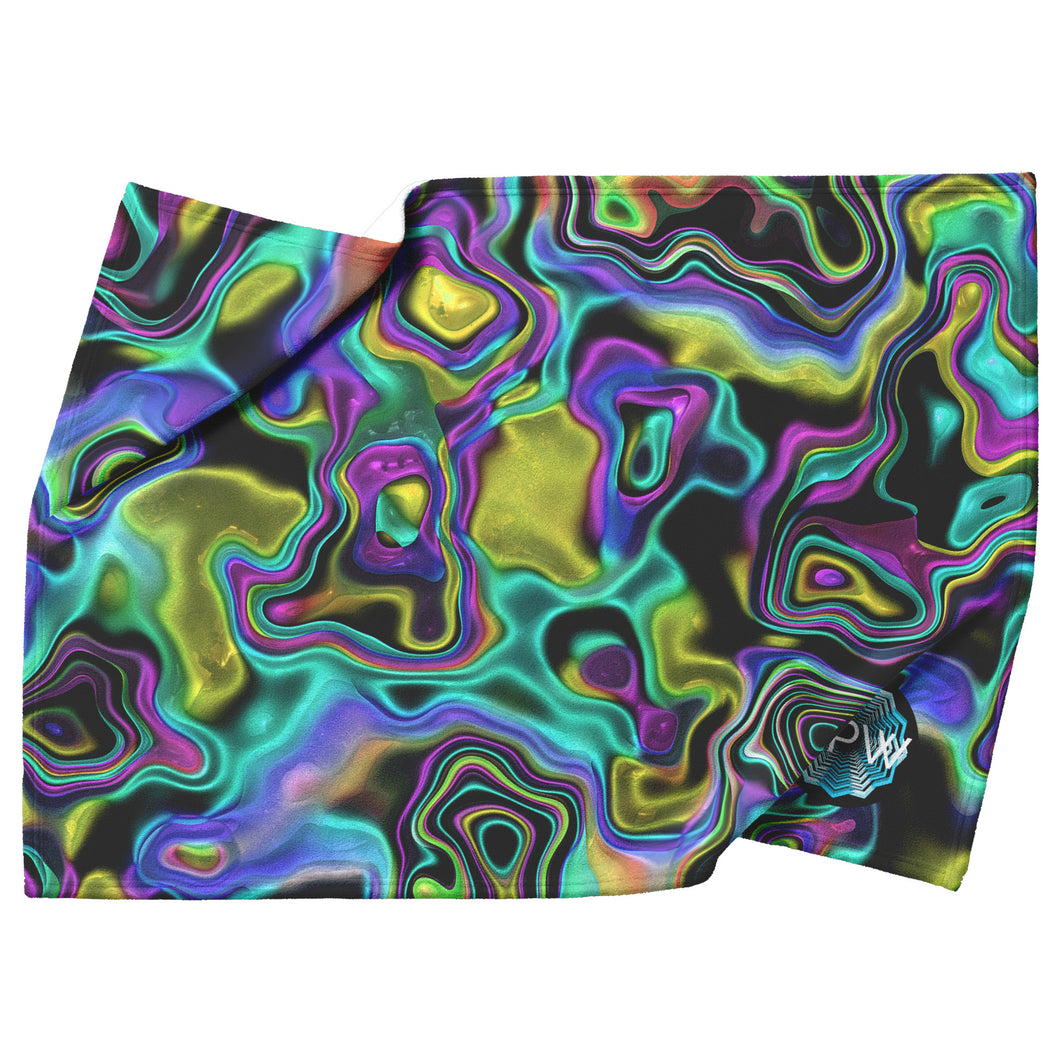Abstract Holographic Texture Multicolor Gradient With MPW Logo Fleece Blanket