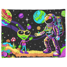 Load image into Gallery viewer, Astronaut Alien Psychedelic Space Trip Fleece Blanket
