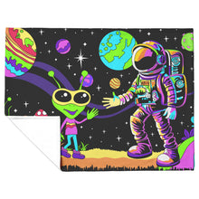 Load image into Gallery viewer, Astronaut Alien Psychedelic Space Trip Fleece Blanket
