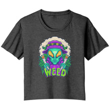 Load image into Gallery viewer, Extraterrestrial Greenery Enthusiast Bella Ladies Flowy Crop T-Shirt
