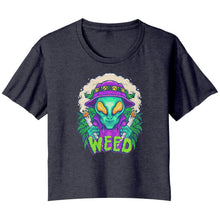 Load image into Gallery viewer, Extraterrestrial Greenery Enthusiast Bella Ladies Flowy Crop T-Shirt
