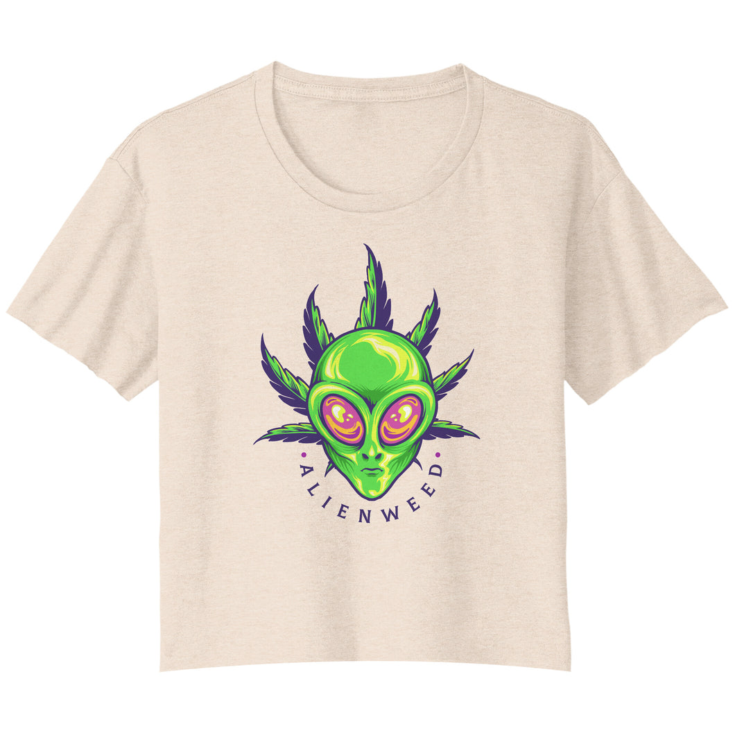 Alien Weed Bella Ladies Flowy Crop T-Shirt